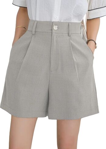 MakeMeChic Women's Tailored Shorts High Waist Wide Leg Shorts with Pockets in Saudi Arabia