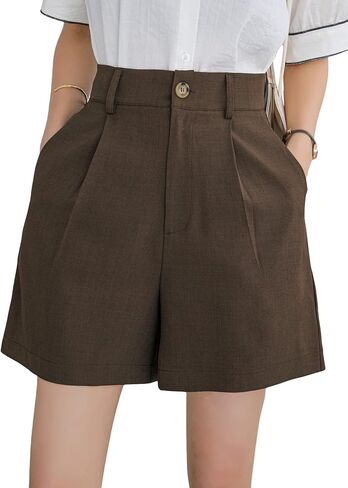 MakeMeChic Women's Tailored Shorts High Waist Wide Leg Shorts with Pockets in Saudi Arabia