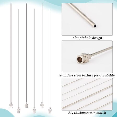 BENECREAT 8 Size 304 Stainless Steel Dispensing Needle, Blunt Tip Glue Bottle Needles with Luer Lock Liquid Dispenser Needle for Refilling E-Liquid Inks, Needle Length: 4.7inch in Saudi Arabia