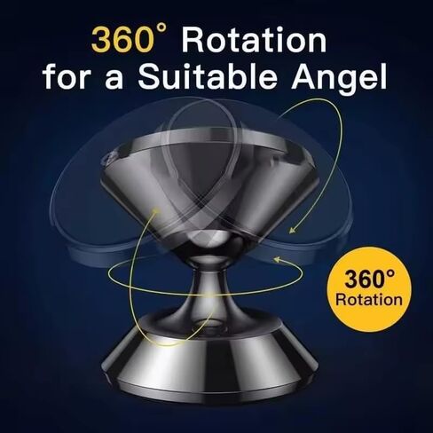 Universal Magnetic Car Phone Holder - Strong Magnet, 360° Rotation, Dashboard/Dash Mount for All Phones Brands with Metal Plate in Saudi Arabia