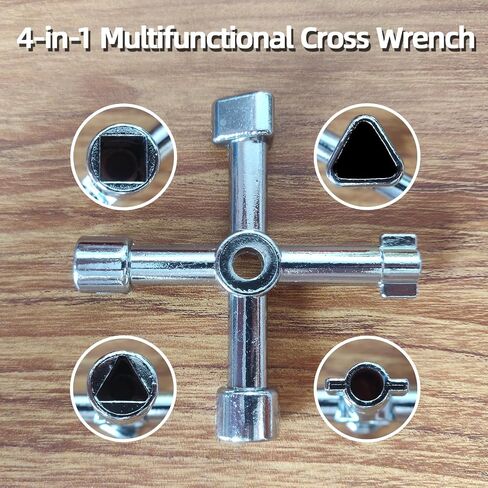 Universal 4-n-1 Control Cabinet Cross Key, Zinc Alloy Steel Multi-Function Utility Key for Electric, Cupboard Cabinet Opening Key(SV1PSA) in Saudi Arabia