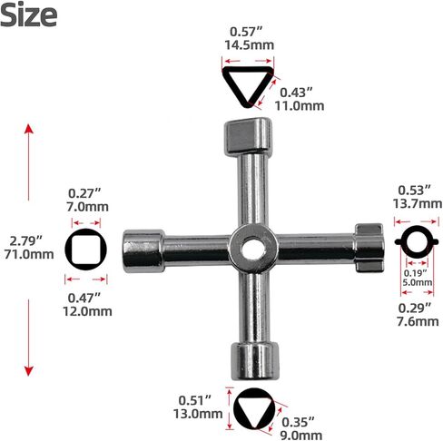 Universal 4-n-1 Control Cabinet Cross Key, Zinc Alloy Steel Multi-Function Utility Key for Electric, Cupboard Cabinet Opening Key(SV1PSA) in Saudi Arabia