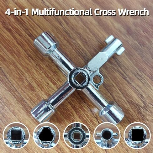 Universal 4-n-1 Control Cabinet Cross Key, Zinc Alloy Steel Multi-Function Utility Key for Electric, Cupboard Cabinet Opening Key(SV1PSA) in Saudi Arabia