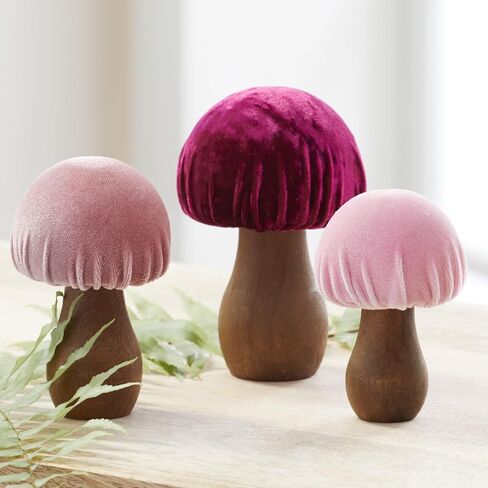 Velvet Mushrooms Set of 3, Shelf sitters, mantel decor, everyday tablescape, gift for nature lover, wedding centerpiece (Blue) in Saudi Arabia