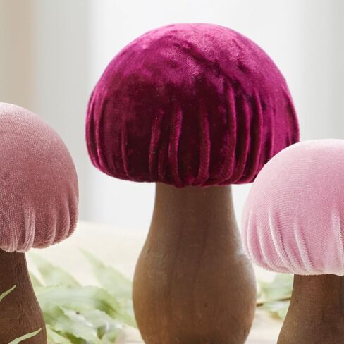 Velvet Mushrooms Set of 3, Shelf sitters, mantel decor, everyday tablescape, gift for nature lover, wedding centerpiece (Blue) in Saudi Arabia