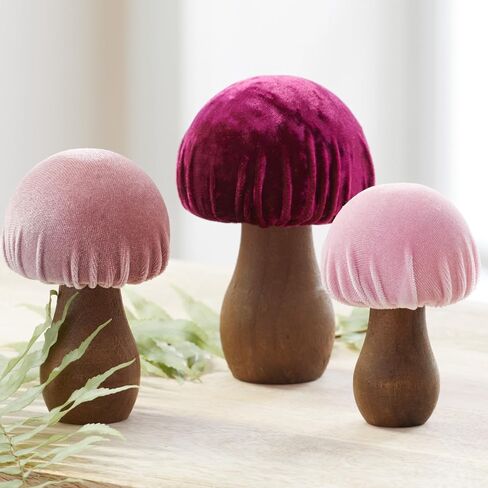 Velvet Mushrooms Set of 3, Shelf sitters, mantel decor, everyday tablescape, gift for nature lover, wedding centerpiece (Blue) in Saudi Arabia
