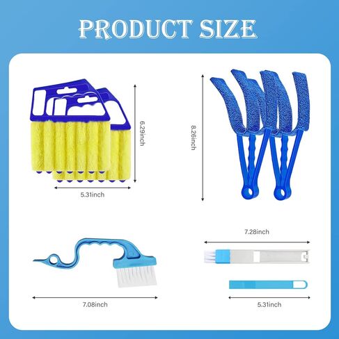 6 قطع من أدوات تنظيف الستائر الفينيسية مع أداة تنظيف ستائر النوافذ الصغيرة ذات 7 أصابع، منفضة غبار من الألياف الدقيقة، فرشاة فجوة الأخدود، فرشاة مجرفة 2 في 1، أدوات تنظيف للستائر الخشبية، ستائر الفينيل in Kuwait