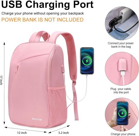 حقيبة ظهر للكمبيوتر المحمول من ماكستوب، حقائب ظهر للسفر الجامعي مع منفذ شحن USB، حقيبة كتب كمبيوتر للأعمال مقاومة للماء للرجال والنساء، كمبيوتر محمول مقاس 15.6 بوصة in Kuwait
