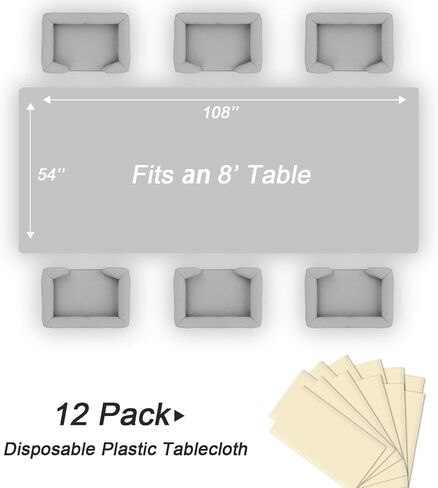 QIKSION 2 Pack Black Plastic Tablecloth Disposable Table Covers Black Table Cloths for Parties BBQ Picnic Birthday Baby Shower Wedding, Fits 6 to 8 Foot Rectangle Tables (54 × 108 Inch) in Saudi Arabia