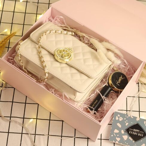 Pink Gift Box, 11x8x4 Inches Large Gift Boxes with Magnetic Closure Lid, Card/Ribbon for Birthday Party, Holiday, Mother's Day, Bridesmaid Proposal, Bridal Gifts, Weddings in Saudi Arabia