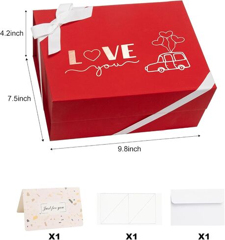 Pink Gift Box, 11x8x4 Inches Large Gift Boxes with Magnetic Closure Lid, Card/Ribbon for Birthday Party, Holiday, Mother's Day, Bridesmaid Proposal, Bridal Gifts, Weddings in Saudi Arabia