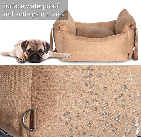 Pet Car Seat for Small Dogs, Waterproof Dog Booster Seat with Storage Pockets, Clip-On Safety Leash and Thick PP Cotton Filling, Pet Travel Carry Bed Up to 25lbs, Black in Saudi Arabia