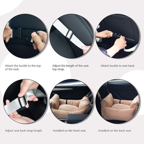 Pet Car Seat for Small Dogs, Waterproof Dog Booster Seat with Storage Pockets, Clip-On Safety Leash and Thick PP Cotton Filling, Pet Travel Carry Bed Up to 25lbs, Black in Saudi Arabia