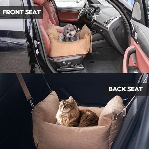 Pet Car Seat for Small Dogs, Waterproof Dog Booster Seat with Storage Pockets, Clip-On Safety Leash and Thick PP Cotton Filling, Pet Travel Carry Bed Up to 25lbs, Black in Saudi Arabia