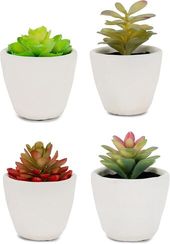 NAT & Jules Stripe Grey 5.75 inch Cement Artificial Potted Succulents Set of 3 in Saudi Arabia