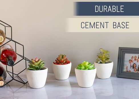 NAT & Jules Stripe Grey 5.75 inch Cement Artificial Potted Succulents Set of 3 in Saudi Arabia