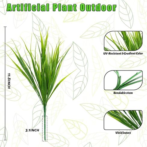 JIFTOK Artificial Plants Outdoor Fake Wheat Grass Stems, 24 Pcs UV Resistant Artificial Greenery, Fake Grass Faux Spring Greenery Stems Shrubs Bushes for Home Vase Pot Box Porch Outdoor Decor in Saudi Arabia