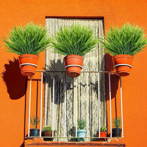 JIFTOK Artificial Plants Outdoor Fake Wheat Grass Stems, 24 Pcs UV Resistant Artificial Greenery, Fake Grass Faux Spring Greenery Stems Shrubs Bushes for Home Vase Pot Box Porch Outdoor Decor in Saudi Arabia