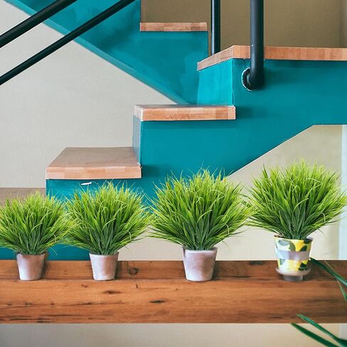JIFTOK Artificial Plants Outdoor Fake Wheat Grass Stems, 24 Pcs UV Resistant Artificial Greenery, Fake Grass Faux Spring Greenery Stems Shrubs Bushes for Home Vase Pot Box Porch Outdoor Decor in Saudi Arabia