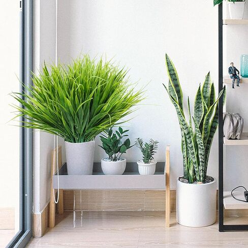 JIFTOK Artificial Plants Outdoor Fake Wheat Grass Stems, 24 Pcs UV Resistant Artificial Greenery, Fake Grass Faux Spring Greenery Stems Shrubs Bushes for Home Vase Pot Box Porch Outdoor Decor in Saudi Arabia