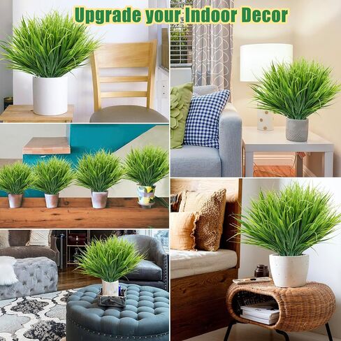 JIFTOK Artificial Plants Outdoor Fake Wheat Grass Stems, 24 Pcs UV Resistant Artificial Greenery, Fake Grass Faux Spring Greenery Stems Shrubs Bushes for Home Vase Pot Box Porch Outdoor Decor in Saudi Arabia