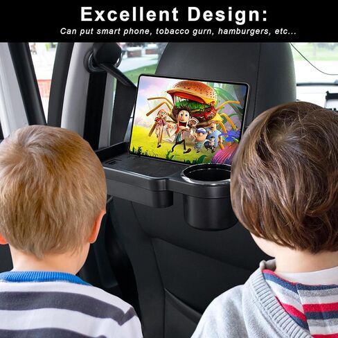صينية حامل أكواب ليفتي للسيارة، صواني السيارة القابلة للفصل لتناول الطعام، منظم السيارة الخلفي متعدد الوظائف، منظم المقعد الخلفي للسيارة، تصميم قابل للطي، ملحقات السيارات لمعظم المركبات in Kuwait
