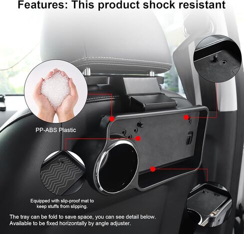صينية حامل أكواب ليفتي للسيارة، صواني السيارة القابلة للفصل لتناول الطعام، منظم السيارة الخلفي متعدد الوظائف، منظم المقعد الخلفي للسيارة، تصميم قابل للطي، ملحقات السيارات لمعظم المركبات in Kuwait