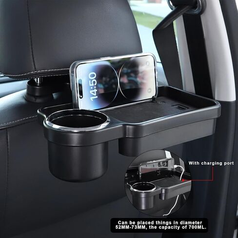 صينية حامل أكواب ليفتي للسيارة، صواني السيارة القابلة للفصل لتناول الطعام، منظم السيارة الخلفي متعدد الوظائف، منظم المقعد الخلفي للسيارة، تصميم قابل للطي، ملحقات السيارات لمعظم المركبات in Kuwait