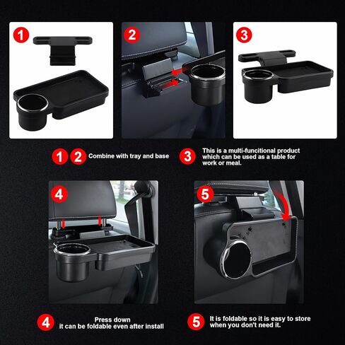 صينية حامل أكواب ليفتي للسيارة، صواني السيارة القابلة للفصل لتناول الطعام، منظم السيارة الخلفي متعدد الوظائف، منظم المقعد الخلفي للسيارة، تصميم قابل للطي، ملحقات السيارات لمعظم المركبات in Kuwait