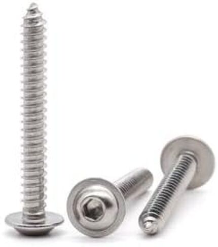 Glvaner (50 قطعة) M5 x 25mm غطاء مقبس رأس زر ذو حواف مسامير ذاتية اللولبة 304 من الفولاذ المقاوم للصدأ 18-8 مسامير خشبية in Kuwait