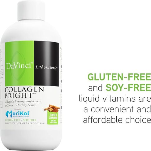 DAVINCI Laboratories - Collagen Bright - A Liquid Dietary Supplement to Support Healthy Skin - Gluten Free, Soy Free - Toasted Cinnamon - 30 Servings, 7.6 Fl Oz in Saudi Arabia