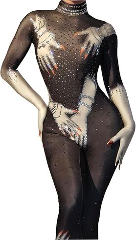 حجر الراين الأيدي المطبوعة بذلة أحمر أبيض أسود قفازات مثير أداء المغني دي جي نادي حفلة عيد ميلاد عرض المرحلة in Kuwait