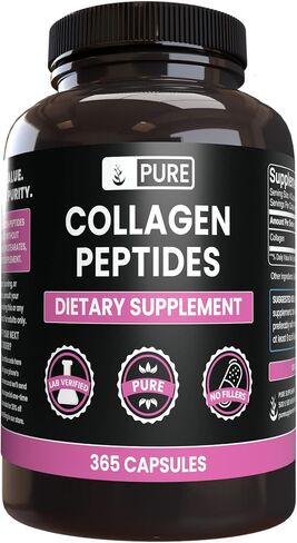 PURE ORIGINAL INGREDIENTS Collagen Peptides (365 Capsules) No Magnesium Or Rice Fillers, Always Pure, Lab Verified in Saudi Arabia