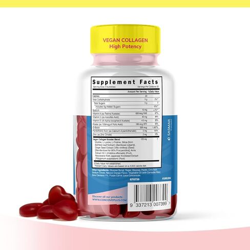 كونسيف بلس كولاجين - علكات الكولاجين للنساء، علكات البيوتين والكولاجين، صحة الشعر والأظافر والمفاصل، عدد 60 علكة، كمية تكفي لمدة 30 يومًا in Kuwait