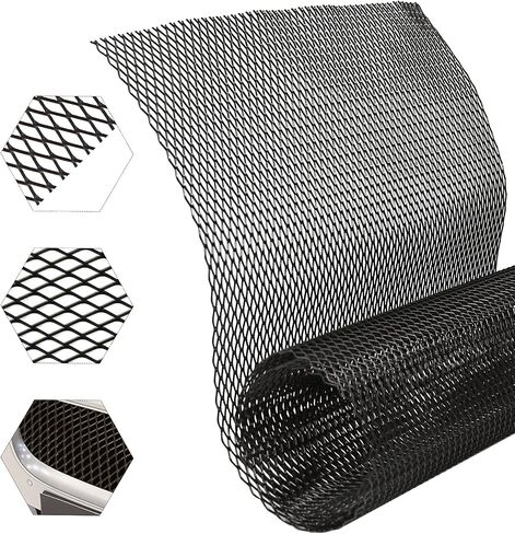 Universal 40"x13" Car Grill Mesh, Aluminium Alloy Net Hole 6x12mm Rhombus Shape Easy to Cut and Install (Black) in Saudi Arabia