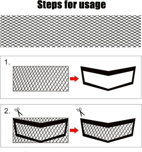 Universal 40"x13" Car Grill Mesh, Aluminium Alloy Net Hole 6x12mm Rhombus Shape Easy to Cut and Install (Black) in Saudi Arabia
