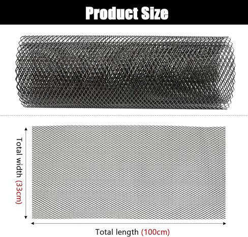 Universal 40"x13" Car Grill Mesh, Aluminium Alloy Net Hole 6x12mm Rhombus Shape Easy to Cut and Install (Black) in Saudi Arabia