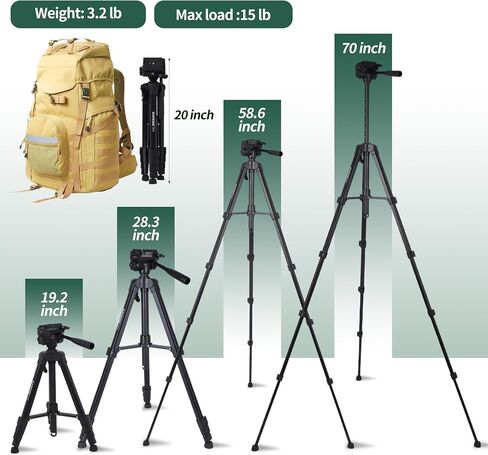 DAPENG Spotting Scope Tripod,Shooting Hunting Rest V Yoke Stand with Travel Bag and Phone Holder,Compatible with Monocular/Astronomical Telescope/DSLR Camera/Cell Phone/Projector (74 inch) in Saudi Arabia