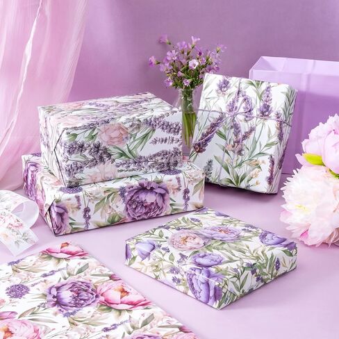 WRAPAHOLIC Mother's Day Wrapping Paper Sheet - 12 Sheets Floral Design Folded Flat with 12 Gift Tags for Party - 19.7 Inch X 27.5 Inch Per Sheet in Saudi Arabia