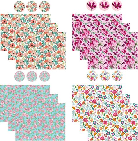 WRAPAHOLIC Mother's Day Wrapping Paper Sheet - 12 Sheets Floral Design Folded Flat with 12 Gift Tags for Party - 19.7 Inch X 27.5 Inch Per Sheet in Saudi Arabia