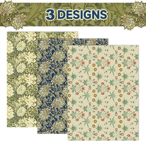 12 Sheets William Morris Floral Wrapping Paper, 20x27in Vintage Floral Gift Wrap Paper Retro Wildflower Patterns Art Paper for Wedding Birthday Gift Wrapping in Kuwait