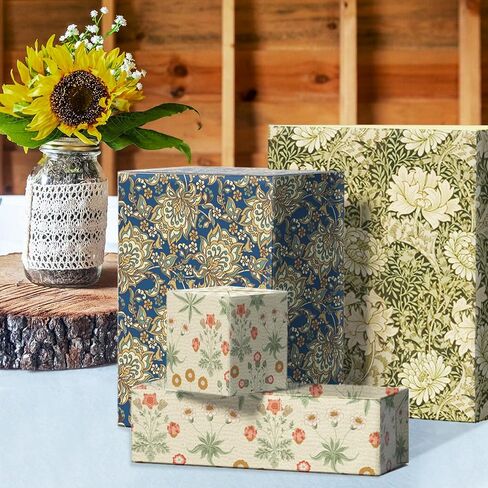 12 Sheets William Morris Floral Wrapping Paper, 20x27in Vintage Floral Gift Wrap Paper Retro Wildflower Patterns Art Paper for Wedding Birthday Gift Wrapping in Kuwait