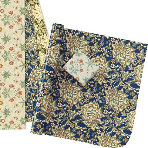 12 Sheets William Morris Floral Wrapping Paper, 20x27in Vintage Floral Gift Wrap Paper Retro Wildflower Patterns Art Paper for Wedding Birthday Gift Wrapping in Kuwait
