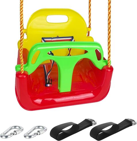 مقعد أرجوحة للأطفال الصغار من كينسبوري، أرجوحة للرضع 3 في 1، مقعد أرجوحة آمن قابل للفصل للأطفال مع أشرطة تعليق لمجموعات التأرجح في الفناء الخلفي والحديقة ومعدات اللعب (أحمر) in Kuwait