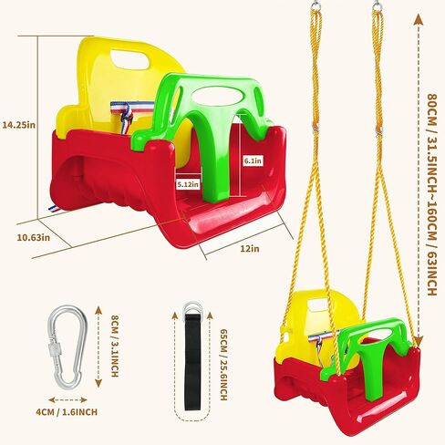 مقعد أرجوحة للأطفال الصغار من كينسبوري، أرجوحة للرضع 3 في 1، مقعد أرجوحة آمن قابل للفصل للأطفال مع أشرطة تعليق لمجموعات التأرجح في الفناء الخلفي والحديقة ومعدات اللعب (أحمر) in Kuwait