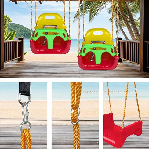 مقعد أرجوحة للأطفال الصغار من كينسبوري، أرجوحة للرضع 3 في 1، مقعد أرجوحة آمن قابل للفصل للأطفال مع أشرطة تعليق لمجموعات التأرجح في الفناء الخلفي والحديقة ومعدات اللعب (أحمر) in Kuwait