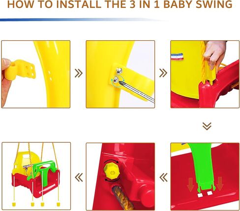 مقعد أرجوحة للأطفال الصغار من كينسبوري، أرجوحة للرضع 3 في 1، مقعد أرجوحة آمن قابل للفصل للأطفال مع أشرطة تعليق لمجموعات التأرجح في الفناء الخلفي والحديقة ومعدات اللعب (أحمر) in Kuwait