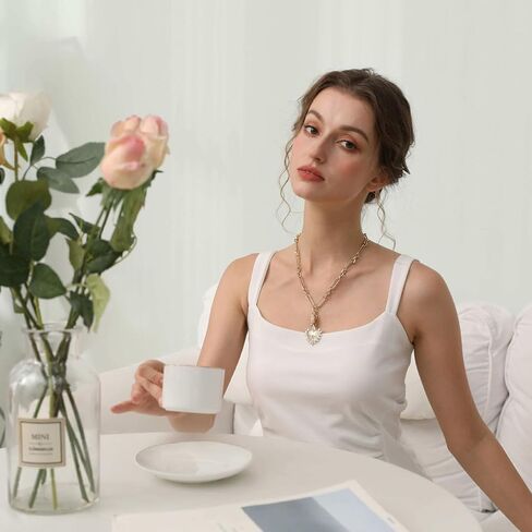Chunky Gold Heart Necklaces for Women 18K Gold Plated Charm Necklace Sun Pendant Chain Jewelry. in Saudi Arabia