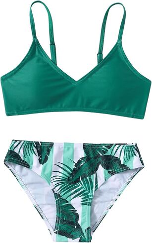 SOLY HUX Bathing Suit for Girls Tropical Print Adjustable Strap Bikini Swimsuit Summer Beachwear in Saudi Arabia