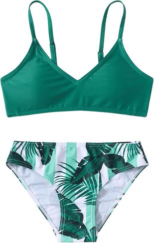 SOLY HUX Bathing Suit for Girls Tropical Print Adjustable Strap Bikini Swimsuit Summer Beachwear in Saudi Arabia